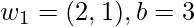 w_1=(2,1), b=3