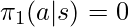 \pi_1(a|s)=0