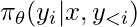 \pi_\theta(y_i|x, y_{<i})