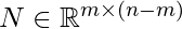 N \in \mathbb{R}^{m \times (n-m)}