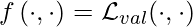 f\left(\cdot, \cdot \right) = \mathcal{L}_{val}(\cdot, \cdot)