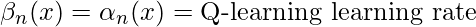 \beta_n(x)=\alpha_n(x)=\text{Q-learning learning rate}