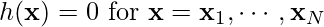 h(\mathbf{x})=0 \text{ for } \mathbf{x}=\mathbf{x}_1, \cdots, \mathbf{x}_N