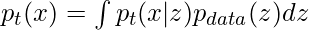 p_t(x)=\int p_t(x|z)p_{data}(z)dz